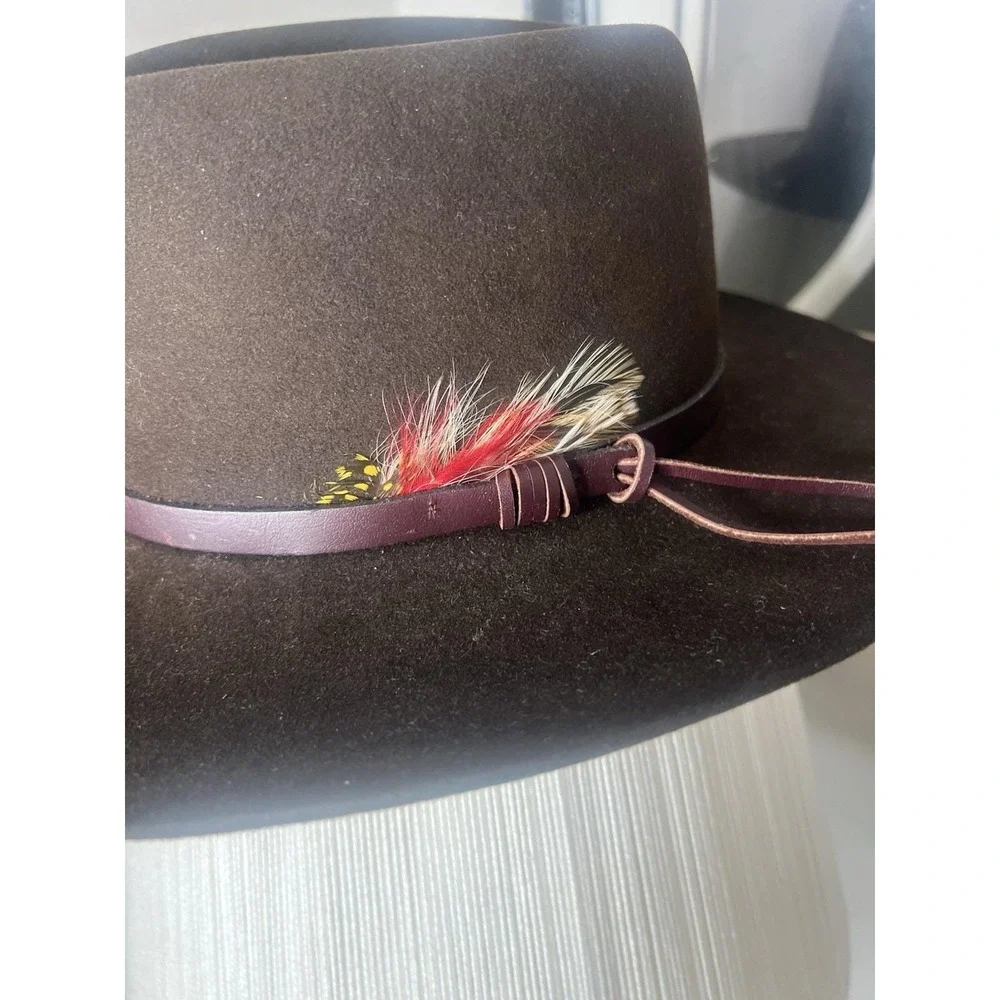 Flechet Western Cowboy Hat Brown Longhorn Genuine Fur Felt